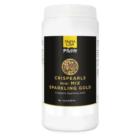 Mona Lisa Studio Crispearls Mini Mix Sparkling Gold in a 350g tub